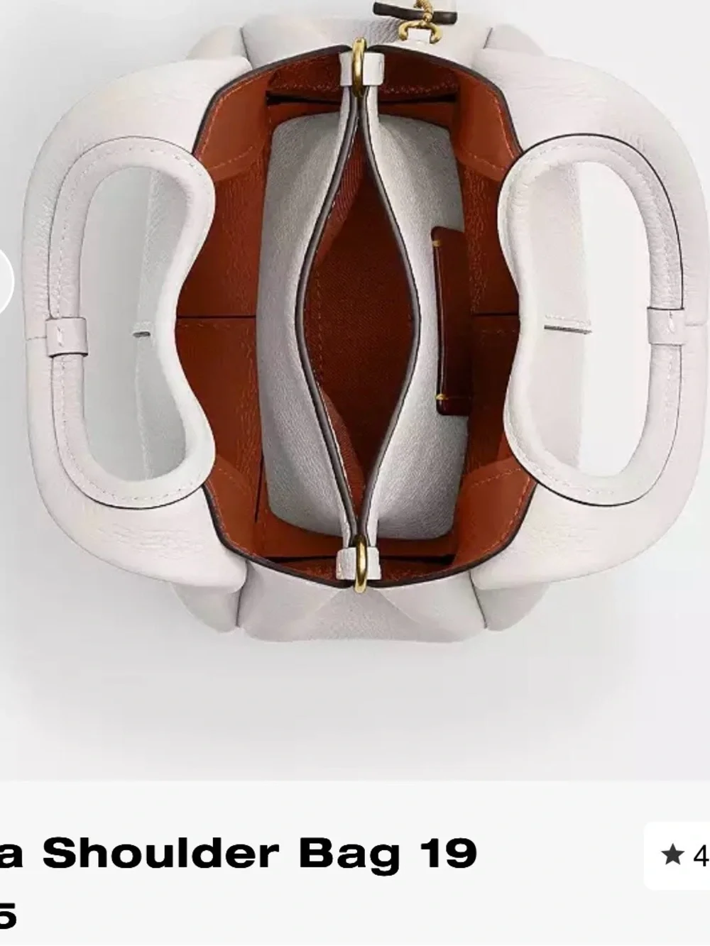 Coach White Pebbled Leather Mini Top-Handle Bag with Gold Accent